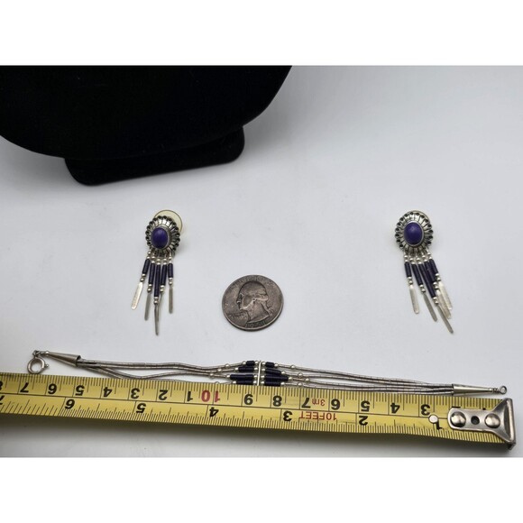 Vintage Arnold Maloney, QT & STG Sterling Silver & Sugilite Concho Jewelry Set – - Picture 10 of 11